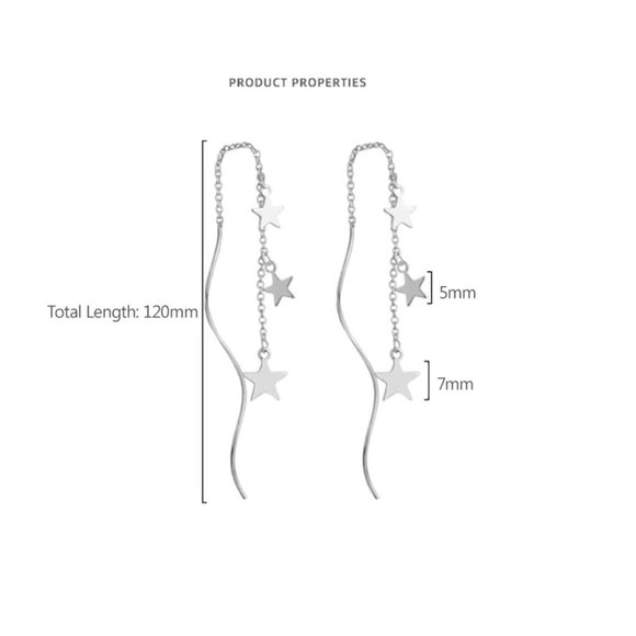 NEW 925 Sterling Silver Swirl Star Earrings - Picture 6 of 6